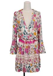 Maaji Marlee Long-Sleeve V-Neck Mini Kaftan Sz Large