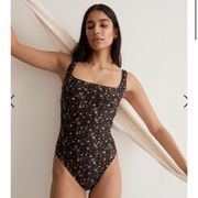 NWT Madewell Square-Neck Tank One-Piece Swimsuit in Free Floral Size XS