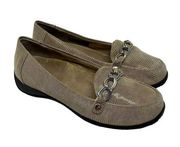 Vionic Alda Leather Loafer Orthotic Shoe Flats in Beige Tan Size US 7 Wide