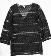 Milly Cabana Black Long Sleeve Swimsuit Coverup‎ in Small