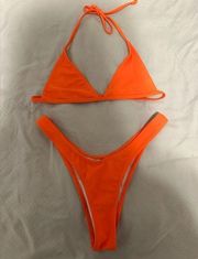 SheIn Orange Triangle Top and Cheeky Bottom Bikini Set