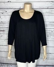 Avenue NWT Size 26/28 Black Pintuck Pleat Milly Knit Top Shirt