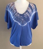 Splendid Blue Tie Dye Wide Short-sleeve Shirt