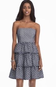 WHBM Eyelet Lace Ruffle Strapless Dress