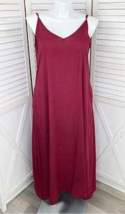 Zanzea Maxi Slip Dress Maroon Red 12 Sleeveless