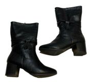 Faded Glory Womens 5 Tassle High Block Heel Black Zip Up Boots