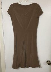 Lafayette 148 new york tan brown cap sleeve silk short dress size US 4