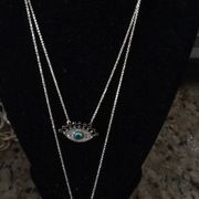 Rachel Roy 2 Tier Crowned Evil Eye & Dangle Neckla