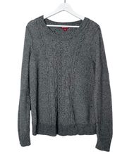 Wool Rabbit Hair Cable Knit Scoop Neck Sweater Grey Women’s XL