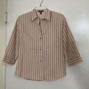 Burberry Striped pink button down cotton blend blouse size US 8