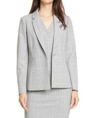 Ted Baker London Avril Contrast Check Blazer Jacket in Charcoal Size 2