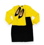 Women’s Yellow Blazer Halogen Size XXL Jacket with Fringe Ladies Tops