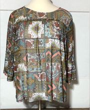 Bobbie Brooks 3xl 2 layer top. Sheer w/pattern she’ll and white poly under.