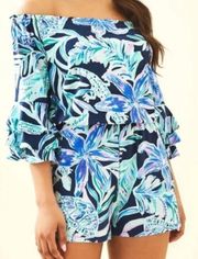 Lilly Pulitzer Calla Printed Off-The-Shoulder High Tide Romper