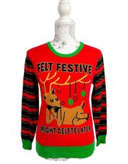 Size S Ugly Christmas Sweater Felt Festive Might Delete Later