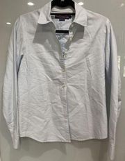 Vineyard Vines Women's Blue White Striped Oxford Button Down Long Sleeve Top 4