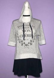 Grey Casual Graphic Hoodie