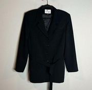 🌺 Le Suit black button down tie blazer jacket