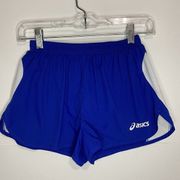 Asics Women’s Small Running Shorts Blue White Lined 2” Inseam EUC