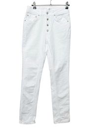 Anine Bing Frida Skinny Jeans in White Exposed Button Fly Womens Size 25