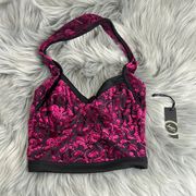 NWT Liberty Love Velvet Halter Bralette Crop Top sz XS