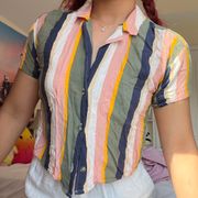 Striped Short Sleeve Button Up
