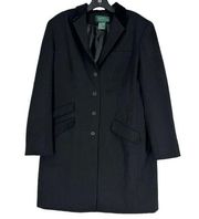 Ralph Lauren Women’s Black Wool Dress Coat Velvet‎ Collar Size 12