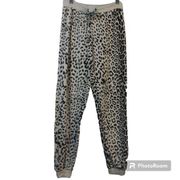 CHASER Cozy Leopard Print Black Cream Joggers Sweatpants Size XS