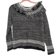 The Limited Boho Crewneck Sweater with Fringe Neckline