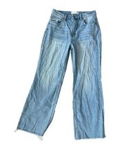 VERVET Blue Straight Leg Frayed 100% Cotton Jeans Size 28