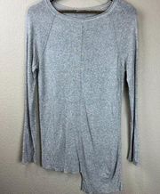 T by Alexander Wang Womens Long Sleeve Top Size M Gray Asymmetrical Hem Knit