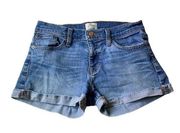 J. Crew Blue Denim Mid Rise Shorts size 26 Classic Stretch Rolled Cuff Short