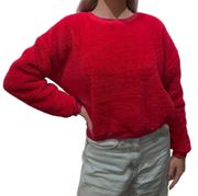 Red Fluffy Bomber Sweater