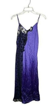 Vintage Purple & Black Long Nylon Negligee