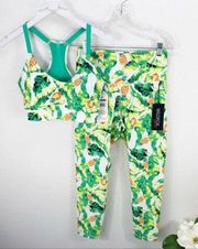 Wildfox Palm Leaf Green Yellow Set Bra Leggings