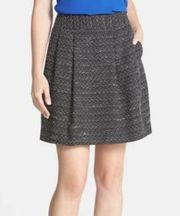 "HALOGEN" BLACK & BLUE FRONT PLEAT CAREER CASUAL A LINE SKIRT SIZE: 2 NWT