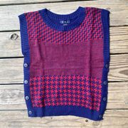 VTG OHI Knit Patterned Sweater Vest with Buttons