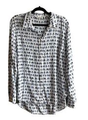 Jane and Delancey Novelty Parrot Bird Print Button Down Shirt Casual Blue - XL