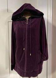 St. John Sport Women’s Velour Zip Up Hooded Track Jacket Size M