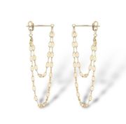 Gold chain tassel dangle drop earrings for women