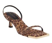 Good American Sandals Size 6 Leopard Print Standout Square Toe Slingback Heel