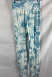 NWOT Love Tree Tie Dye Ribbed Leggings Blue and White Medium