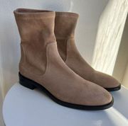 NEW Stuart Weitzman 9.5 Lilene Suede Leather Sock Pull On Bootie Flat Tan Brown