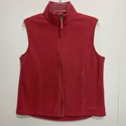 LL Bean Medium Salmon Pink Mock Neck Fleece Vest Full Zip