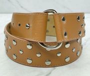 Via Spiga Brown Wide Studded Leather Lined Post Belt Size Small S