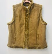 Faux Suede Fur Trim Vest brown/tan Size XL.