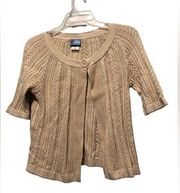 Classic Elements Cream Open Knit Cardigan Size Small Petite