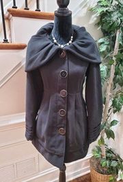 Jolt Women's Black Polyester Long Sleeve Buttons Front Casual Jacket Coat Size M