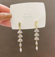 Crystal Teardrop Tassel Dangle Drop Earrings for Women