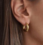 Chunky Gold Hoops 18K Gold Plated Thick Hoops